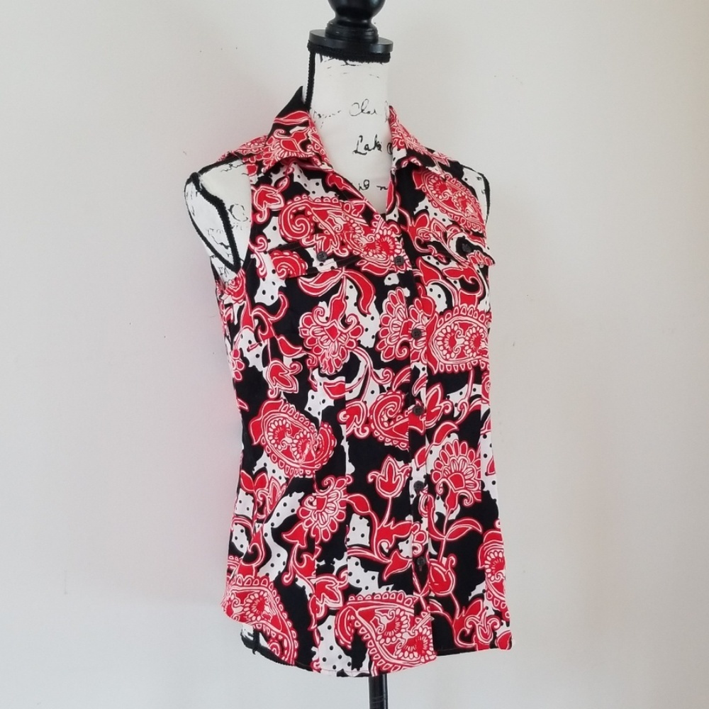 VTG. Van Heusen studio sleeve less button blouse - Picture 1 of 8
